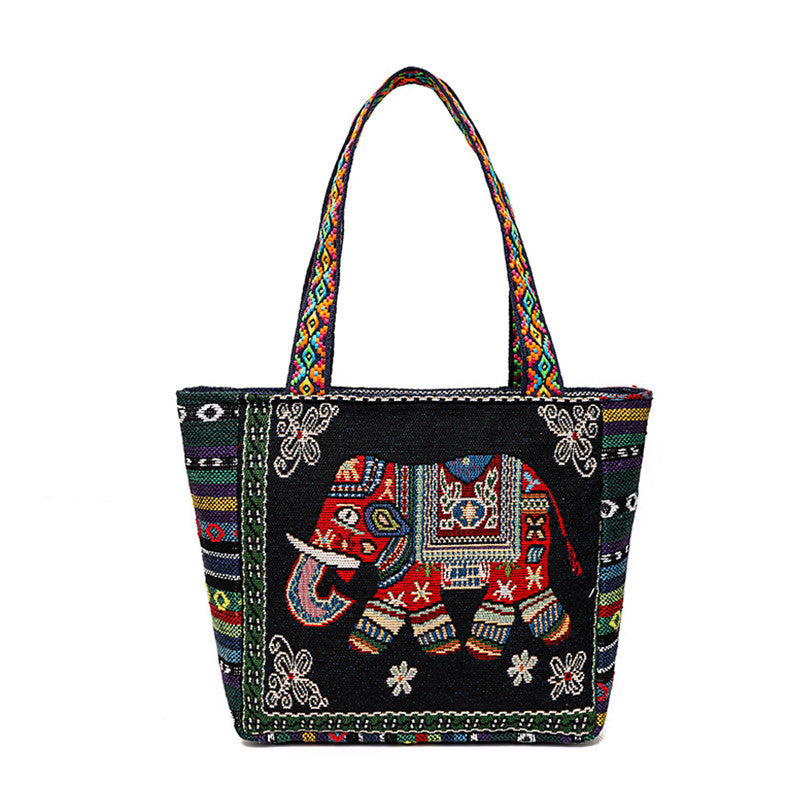 Women's Style Canvas Outing Double-sided Woven Durable Handbags
