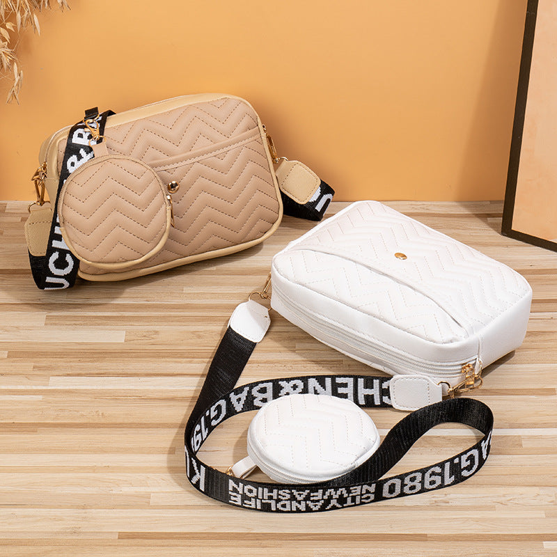 Women's Korean Style V Pattern Fashion Embroidery Crossbody Bags