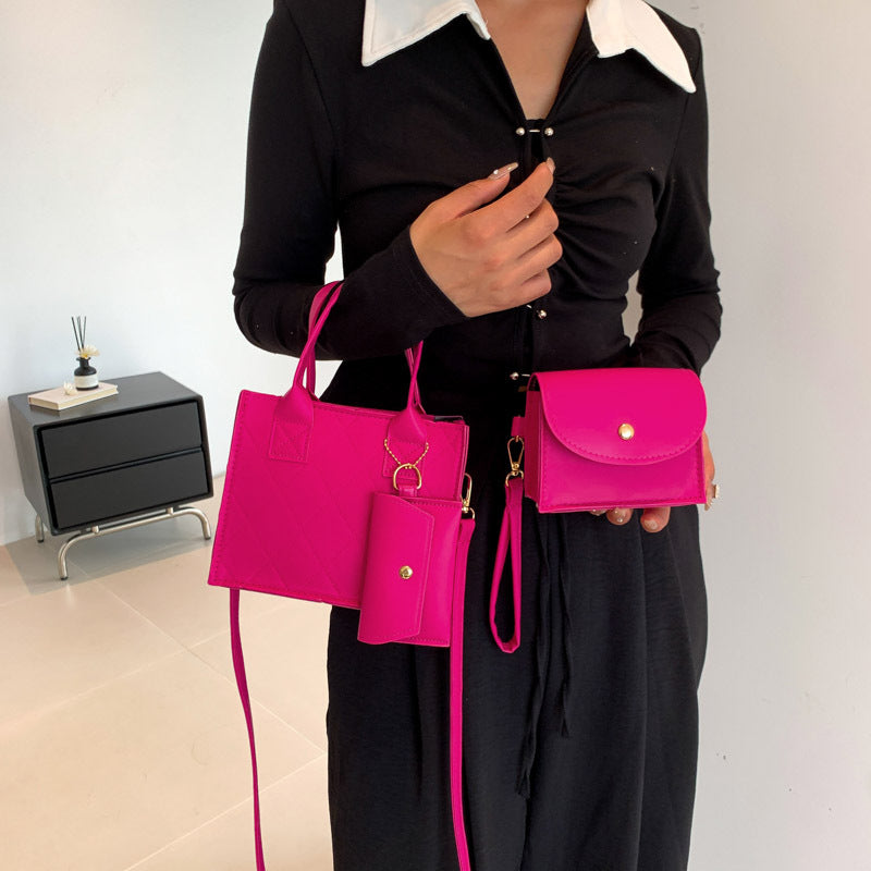 Women's Rhombus Three-piece Fashionable Western Style Shoulder Bags
