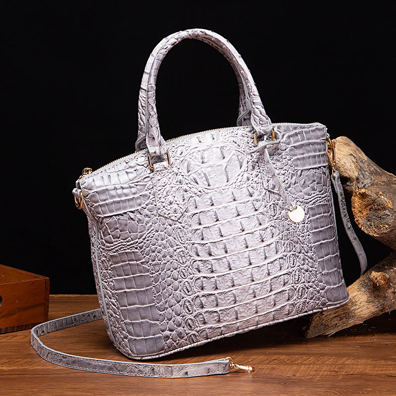 Women's Portable Retro Crocodile Pattern Brahmin Crossbody Bags
