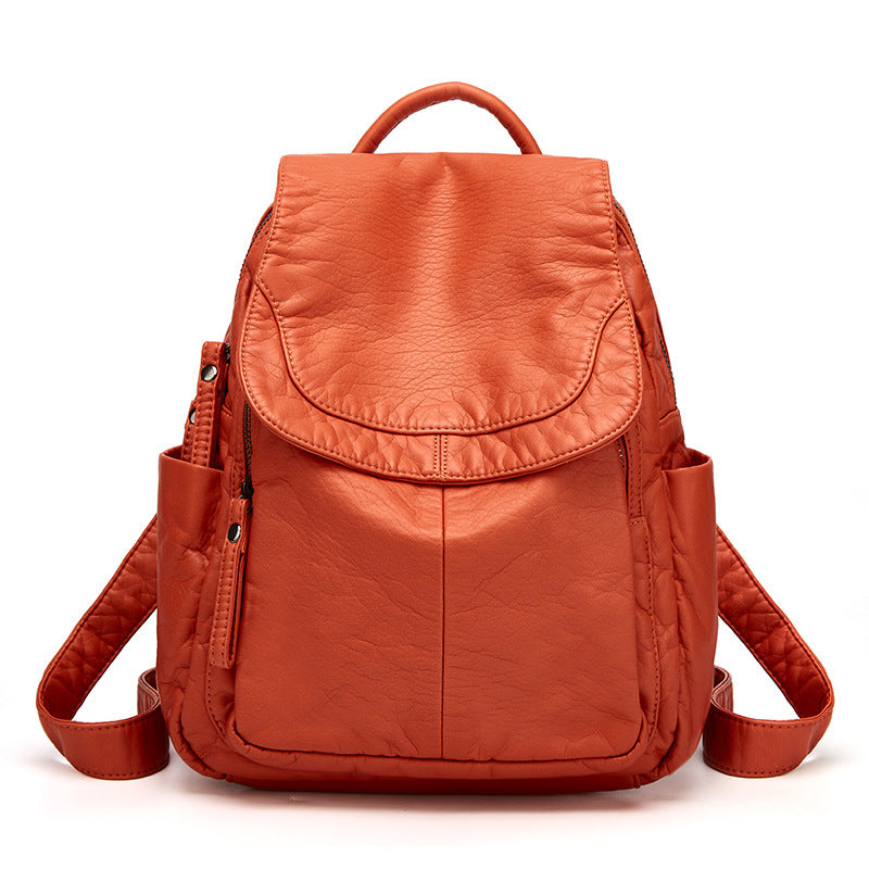 Fashion Soft Leather Female Simple Large Capacity Backpacks