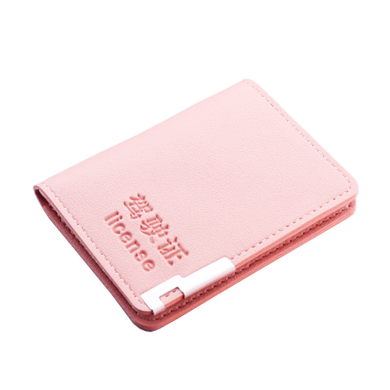 Women's Vertical Driving License Leather Protective Cover Card Holder