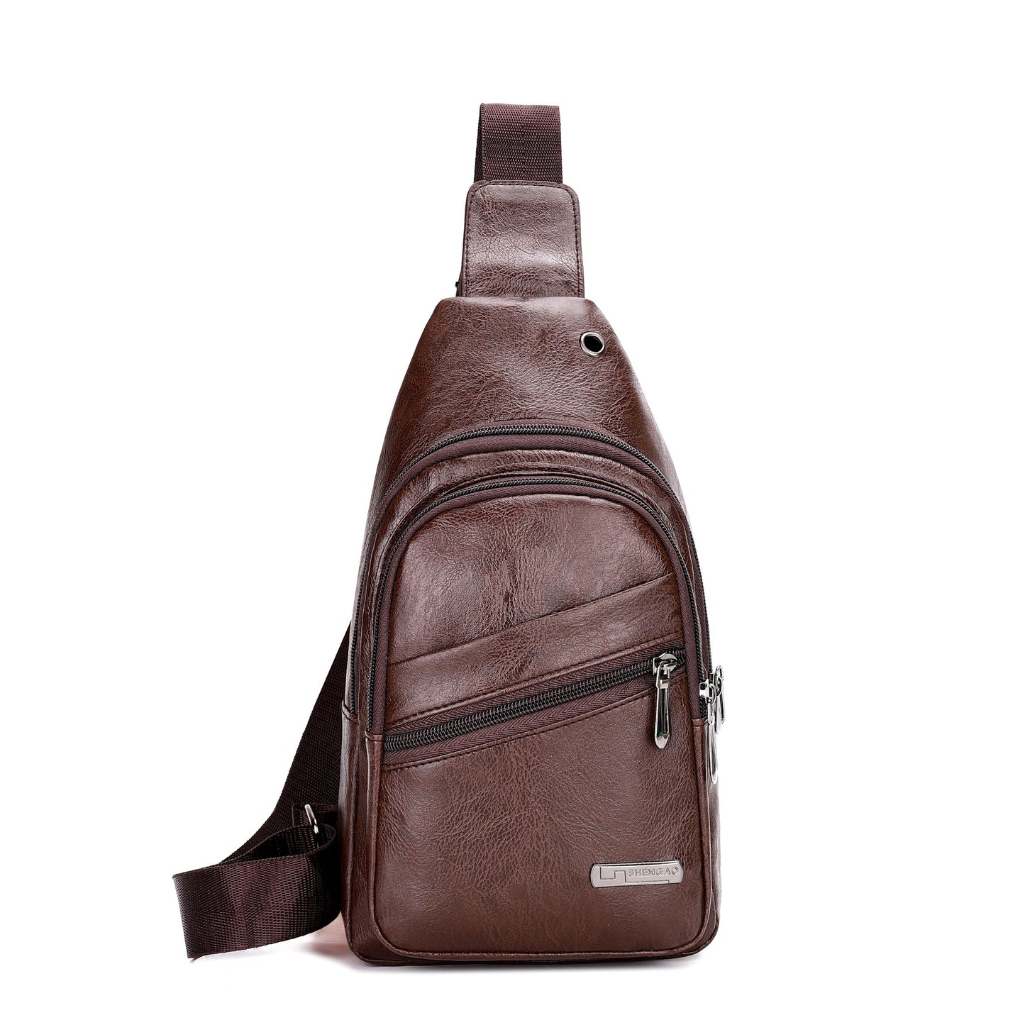 Men's Fashion Simple Waterproof Leisure Leather Business Men's Chest Bags