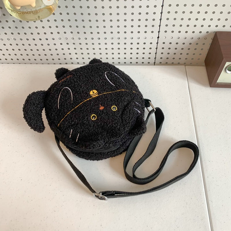Plush Curly Kitten Cute Style Go Out Storage Crossbody Bags