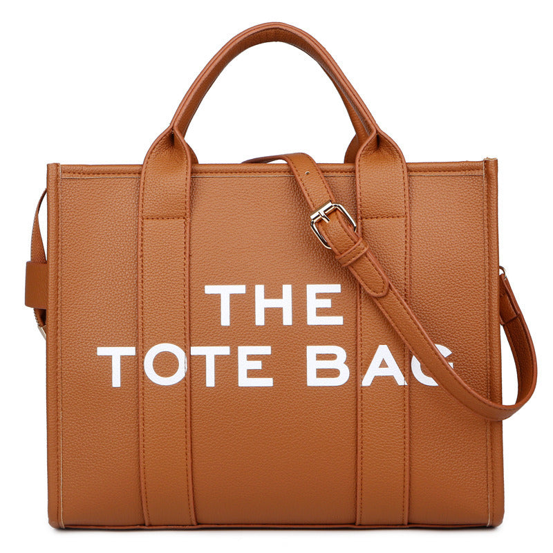 Women's Solid Color Letter Simple Large Shoulder Bags