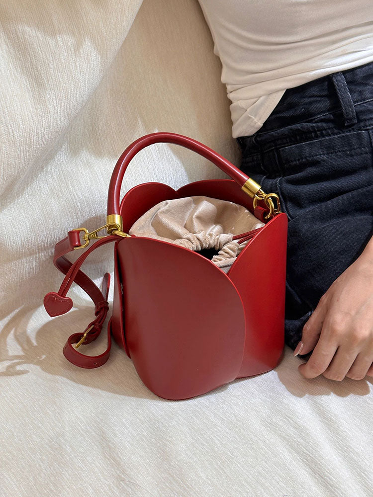 Women's Red Bridal Petals Hand Holding Vegetable Handbags