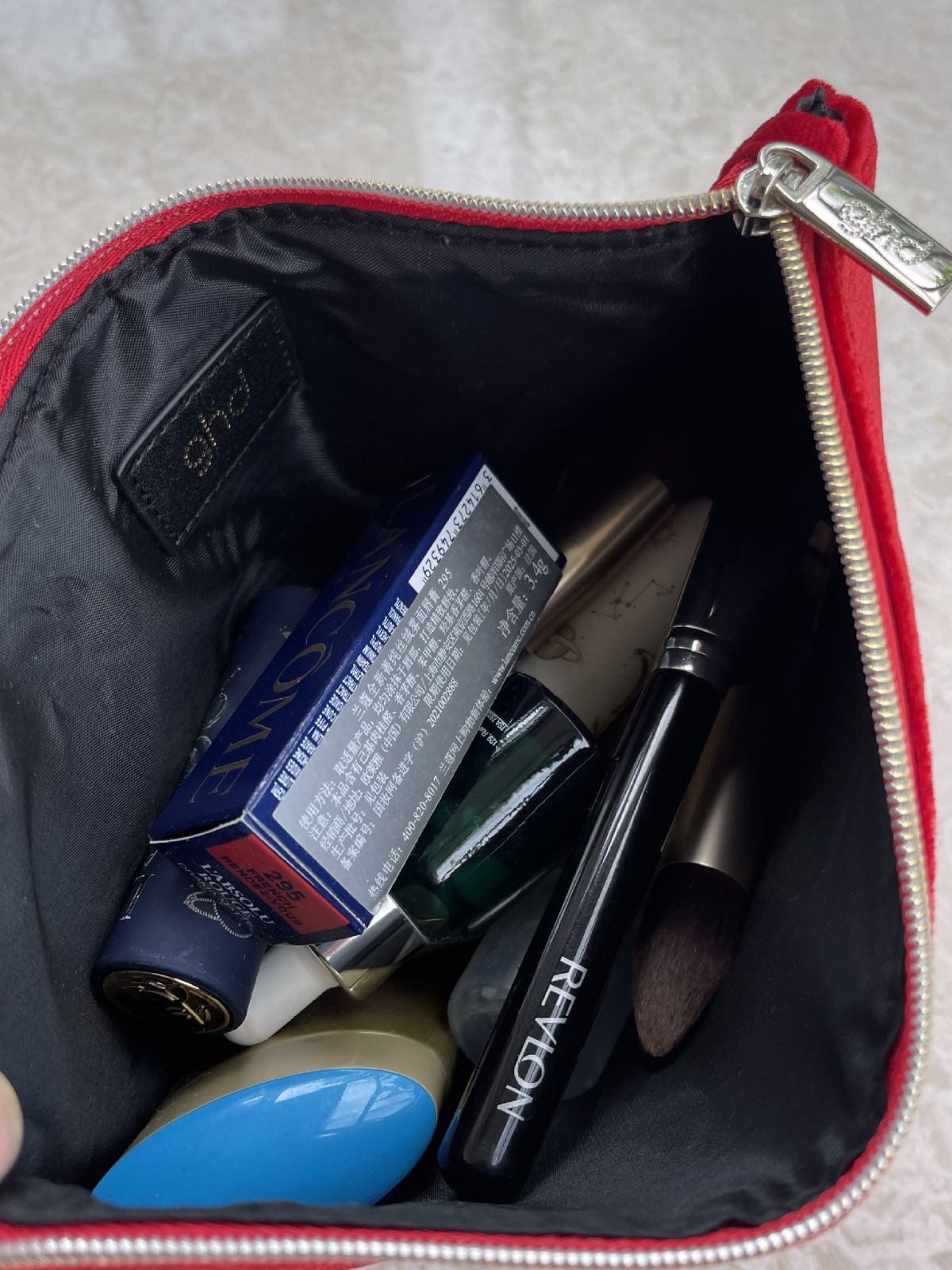 Red Silk Satin Portable Storage Multifunctional Cosmetic Bags