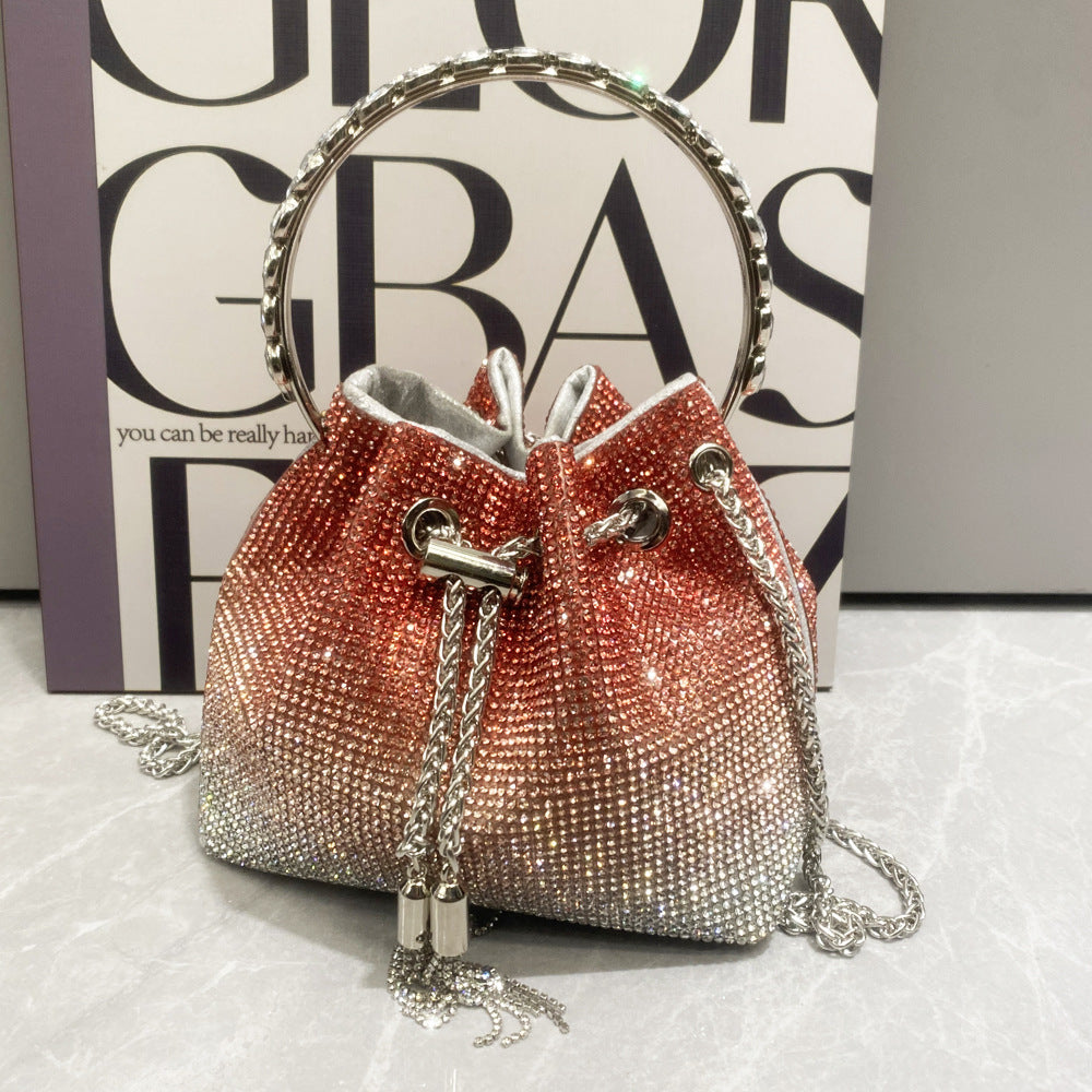 Women's Beautiful Rhinestone Round Chain Diamond Shoulder Bags