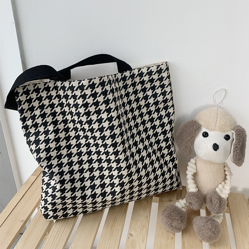 Female Pattern Retro Easy Matching Canvas Large Shoulder Bags