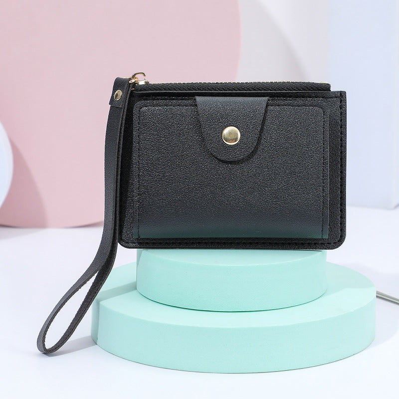 Wrist Strap Clip Solid Color Mini Card Holder