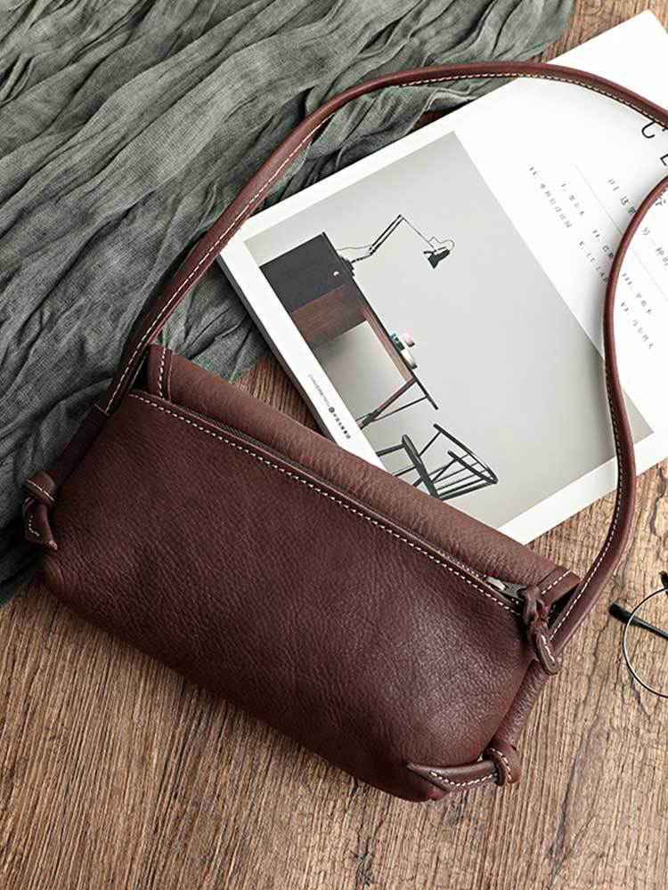 Women's Leather Cross-section Soft Vegetable Tanned Retro Crossbody Bags