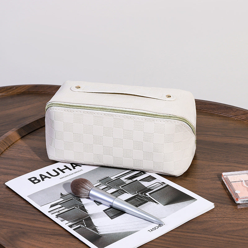 Capacity Chessboard Grid Toiletry Storage Good-looking Bags