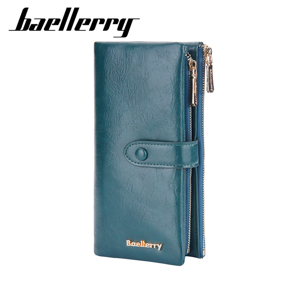 Women's Korean Style Oil Wax Leather Large Ladies Wallets