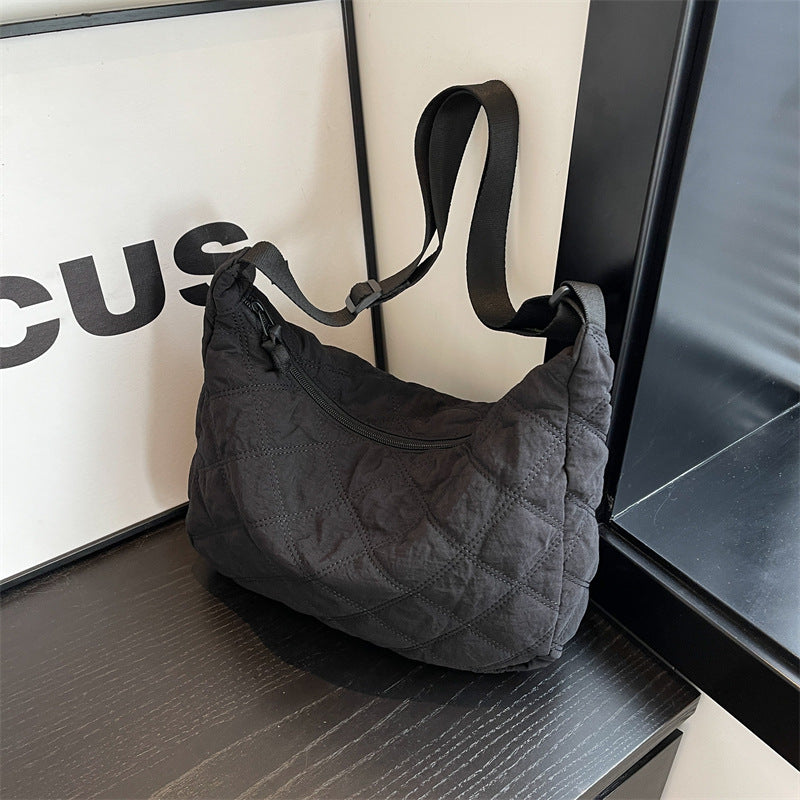 Down Large Capacity Rhombus Embroidered Line Shoulder Bags