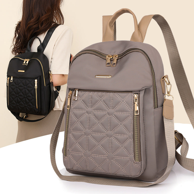 Women's Rhombic Embroidery Thread Korean Large Capacity Backpacks
