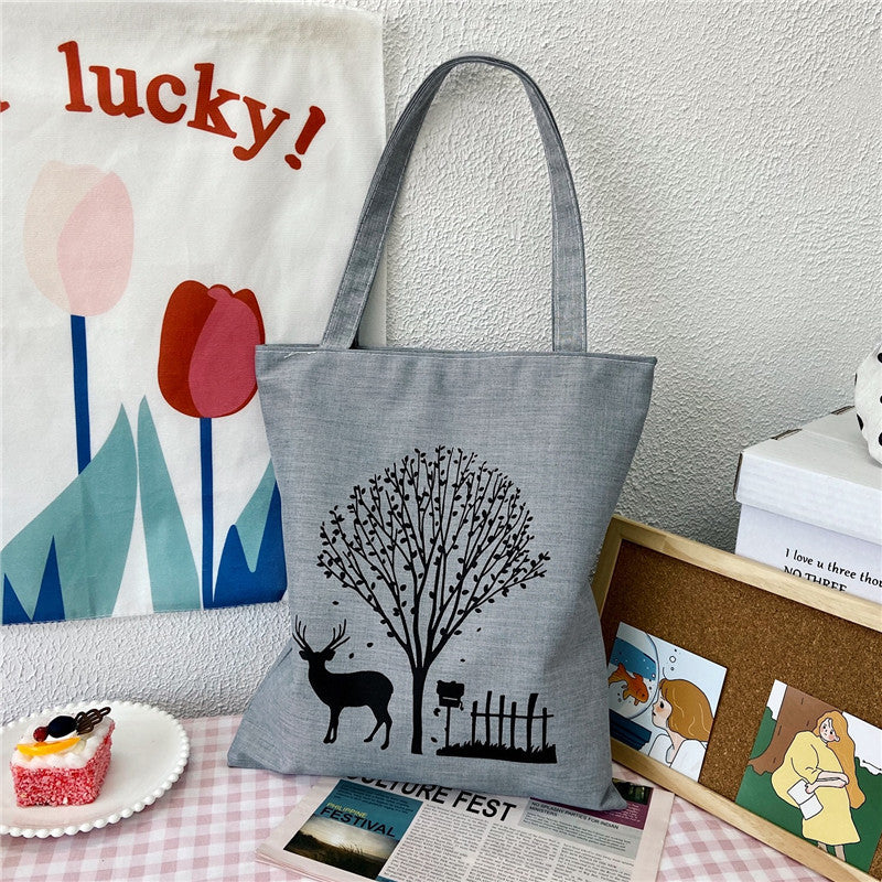 Canvas Printed Simple Fashion Packaging Book Handbags