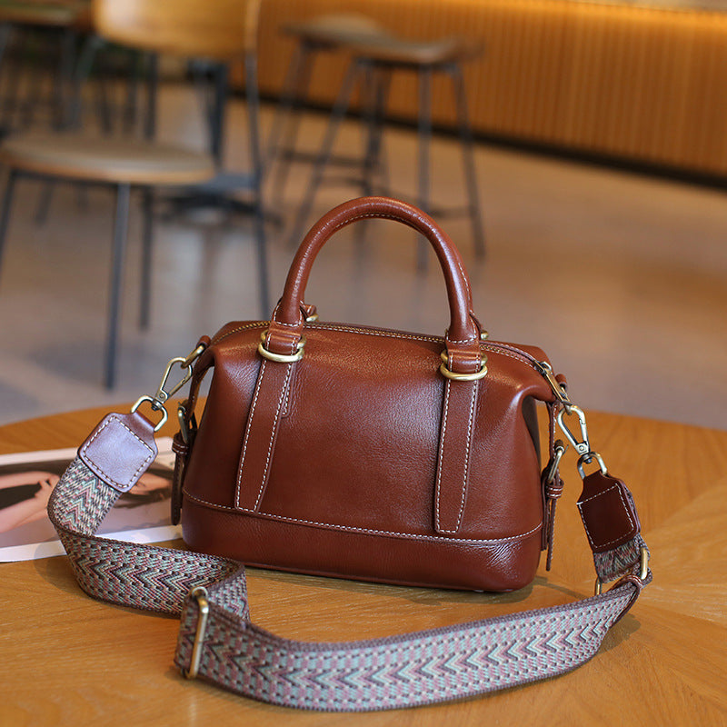 Women's Spring Genuine Leather Boston High-grade First Bags