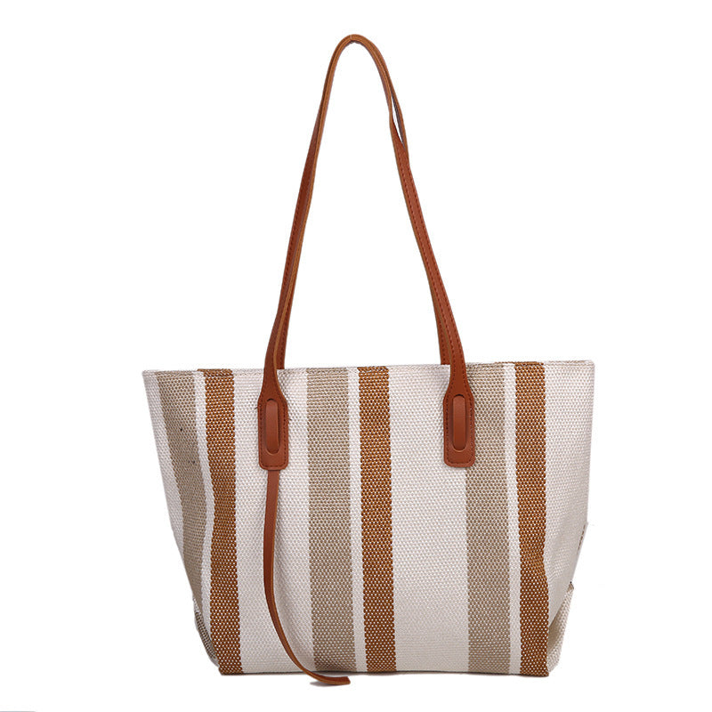 Women's Korean With Simple Vertical Stripes Fashion Shoulder Bags