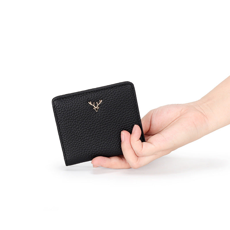 Women's Leather Short Fashion Full Cowhide Fold Purses