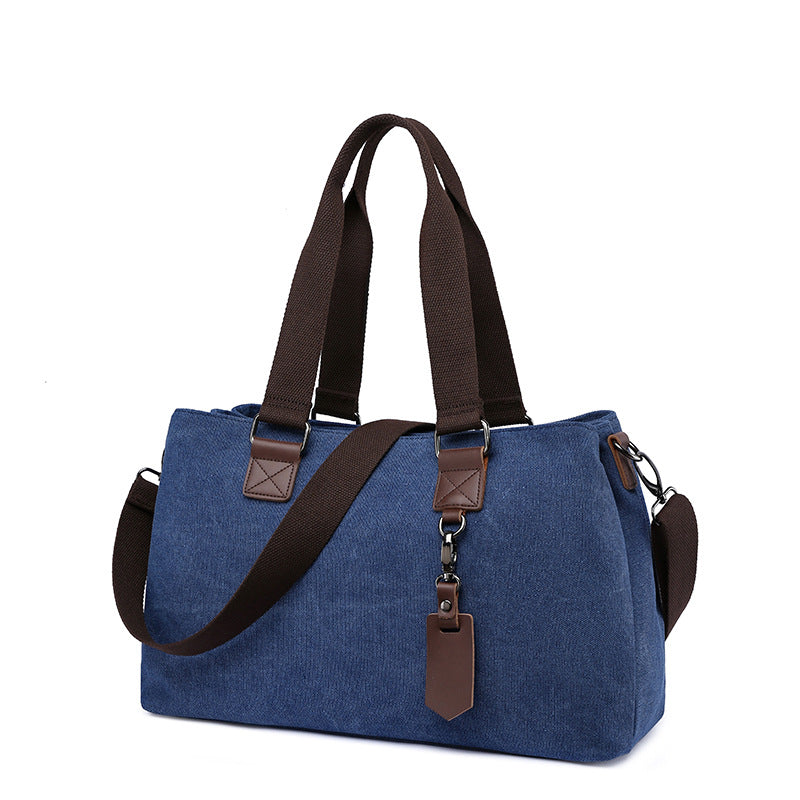 Women's Canvas Portable Solid Color Zipper Shoulder Bags