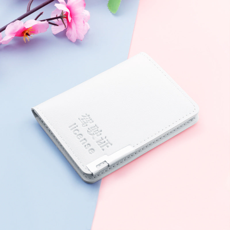 Women's Vertical Driving License Leather Protective Cover Card Holder