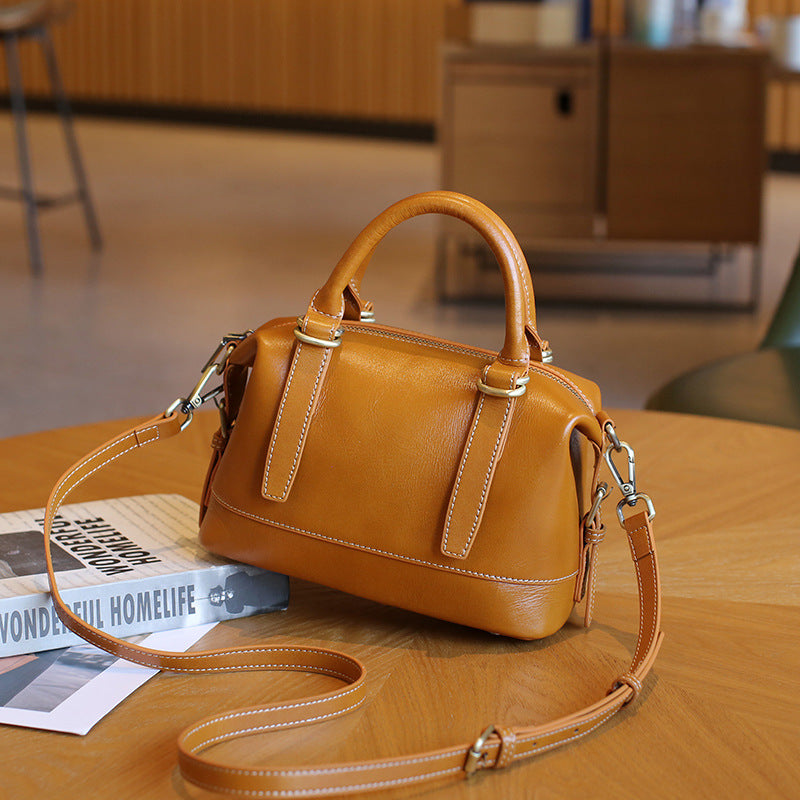 Women's Spring Genuine Leather Boston High-grade First Bags