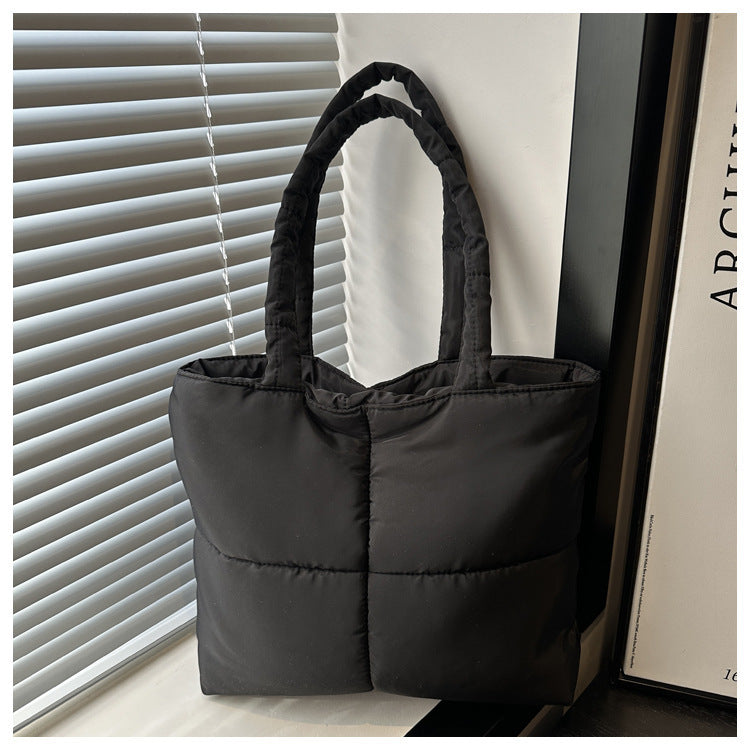 Clothes Solid Color Nylon Plaid Down Simple Bags