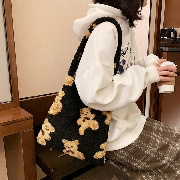 Women's Korean Style Large Capacity Fluffy Fashion Shoulder Bags