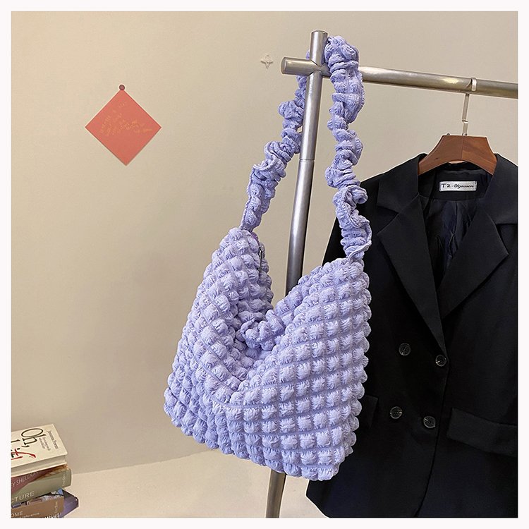 Pleated Cloud Versatile Large Capacity Seersucker Crossbody Bags