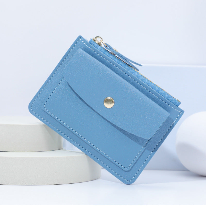 Zipper Slot Female Candy Color Crocodile Card Holder