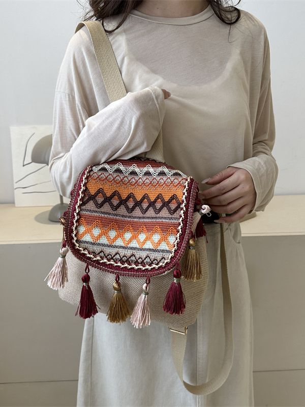 Women's Ethnic Style Large Capacity Tassel Female Backpacks