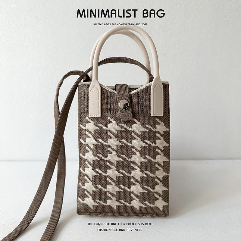Black White Mini Knitted Mobile Korean Style Purses