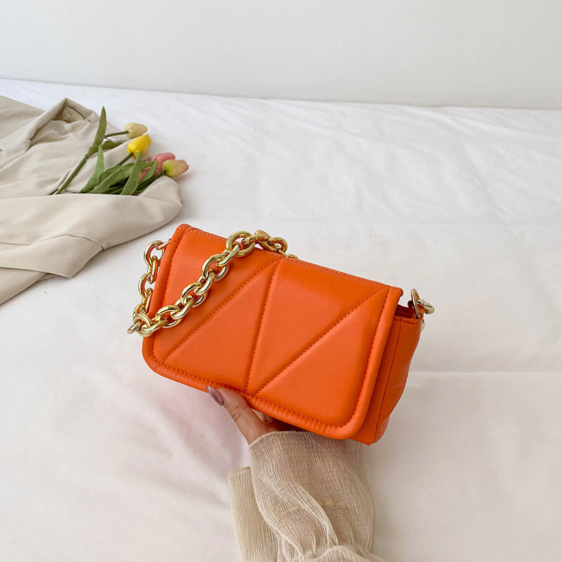 Women's Fashion Solid Color Simple Texture Chain Bags