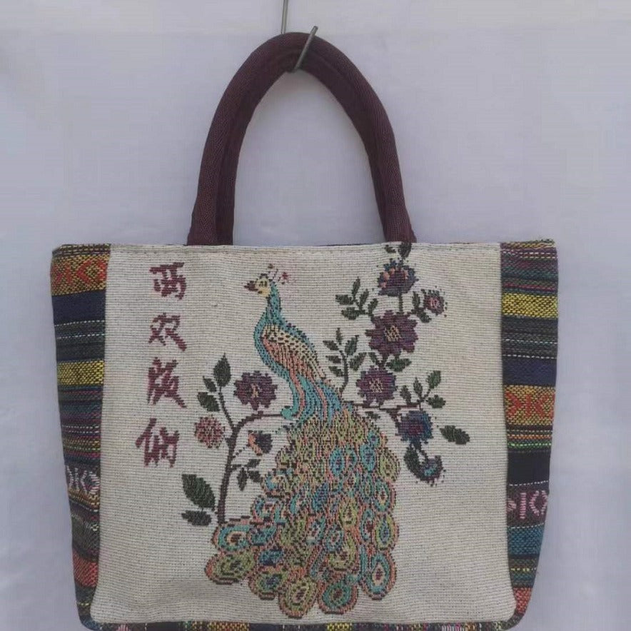 Large Capacity Double Sided Embroidery Elephant Shoulder Bags