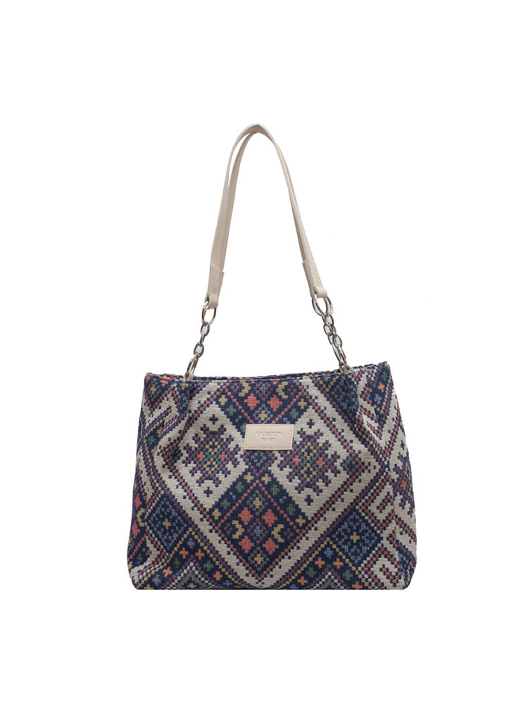 Women's Ethnic Style Large Capacity Commuter Canvas Shoulder Bags