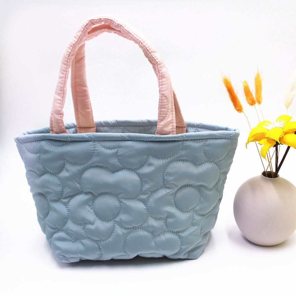 Women's Korean Style Quilted Portable Lunch Snack Buggy Cart Handbags
