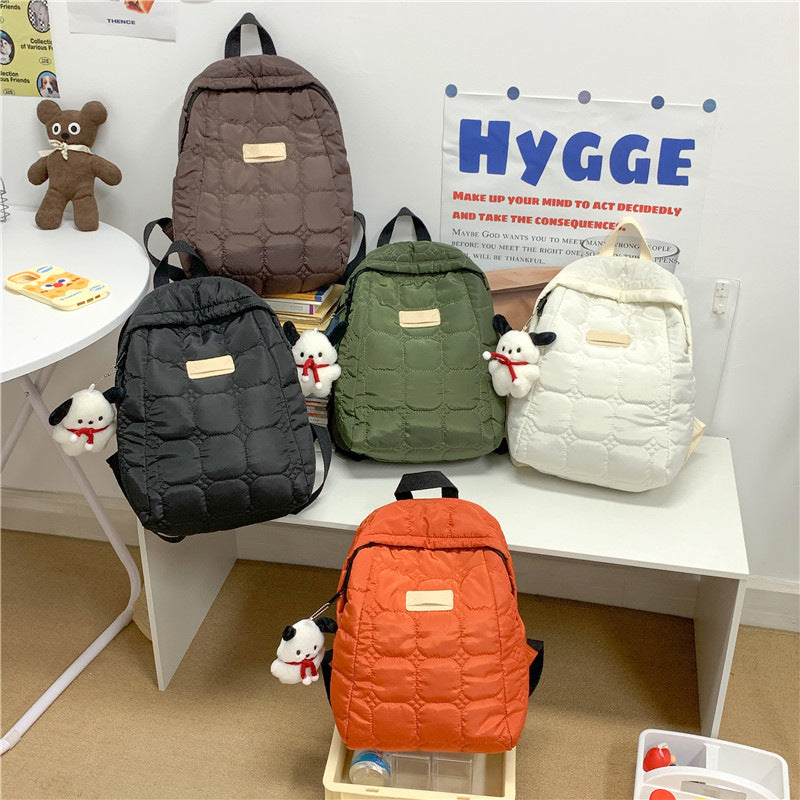 Women's Simple Nylon Plaid Large Capacity Trendy Backpacks