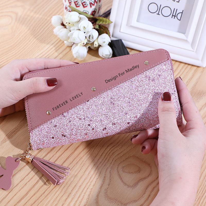 Women's Korean Stitching Contrast Color Tassel Wild Bags