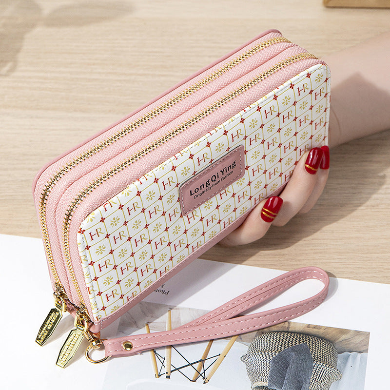 Women's Wild Double Zipper Korean Style Letters Large Capacity Mobile Ladies Wallets