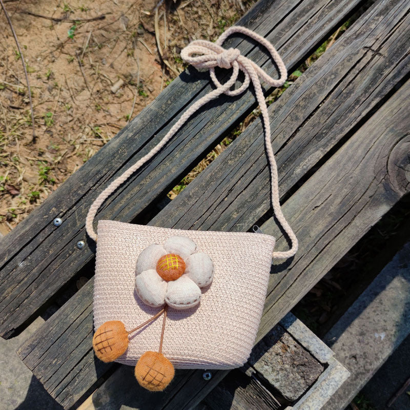 Children's Summer Weaving Straw Cute Mobile Western Phone Bags