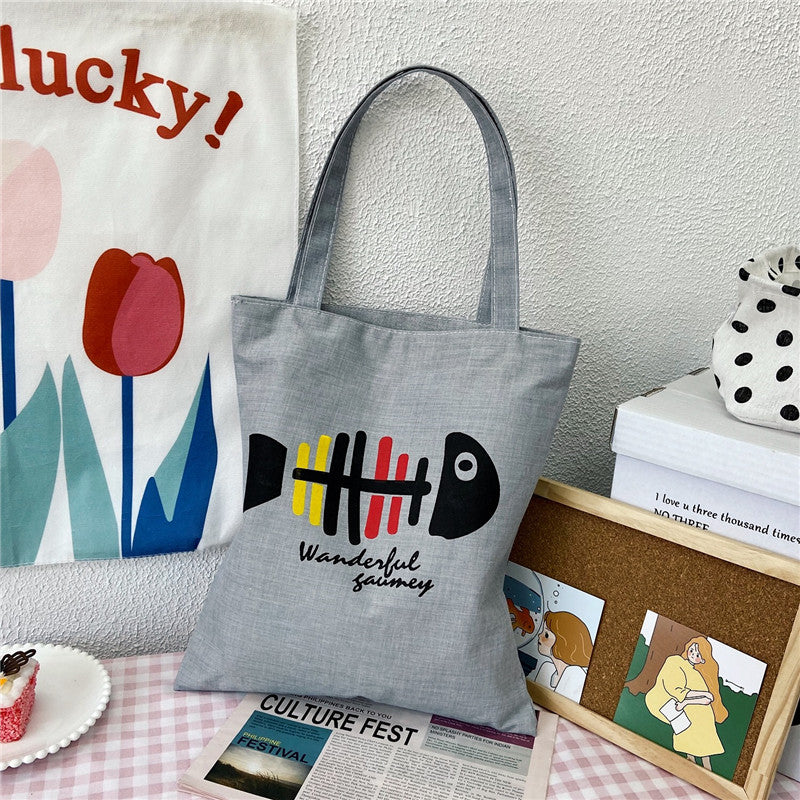 Canvas Printed Simple Fashion Packaging Book Handbags