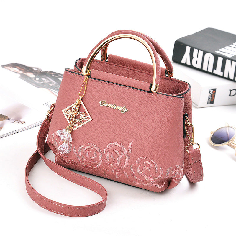 Women's Fashion Embroidery Portable Trendy Mom Shoulder Bags