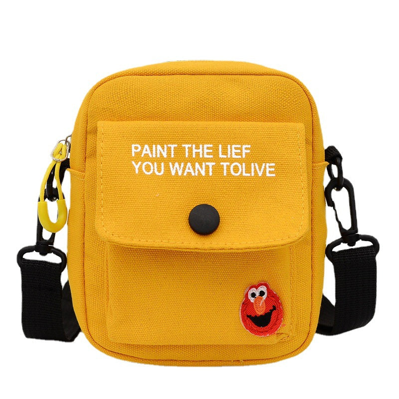 Children's Versatile Canvas Mobile Sesame Street Frog Shoulder Bags
