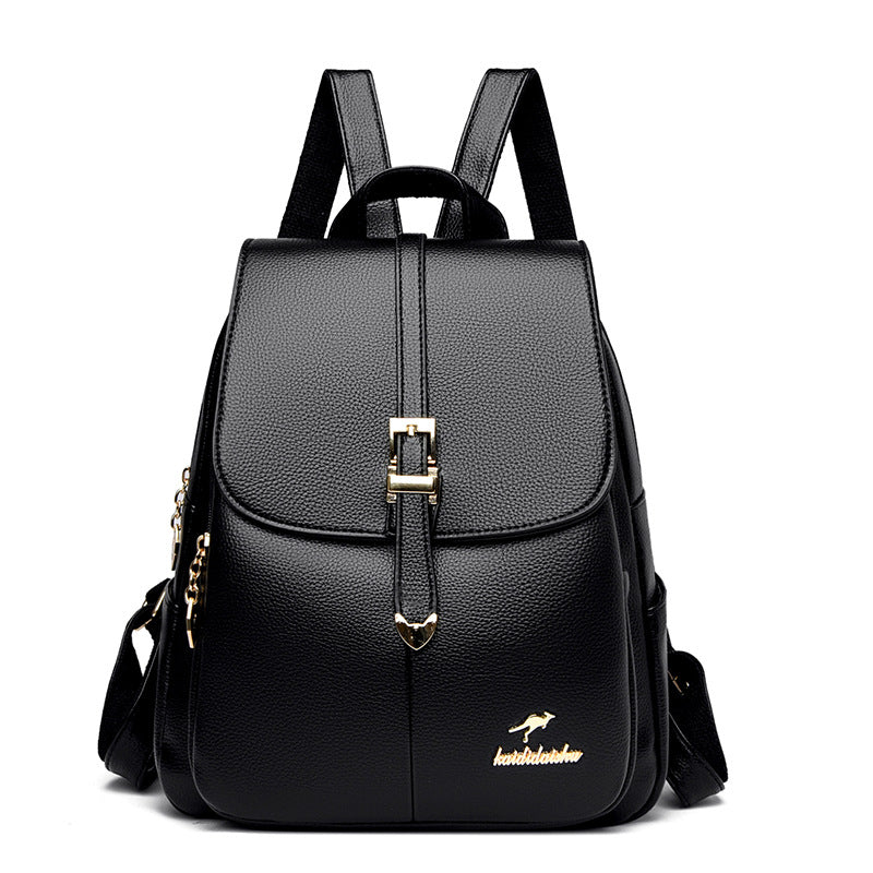Simple Soft Leather Large Capacity Double Backpacks