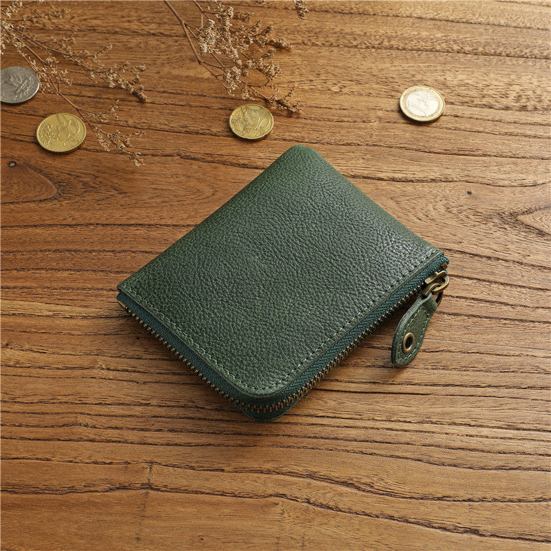Men's Vintage Vegetable Tanned Cowhide Short Horizontal Ladies Wallet