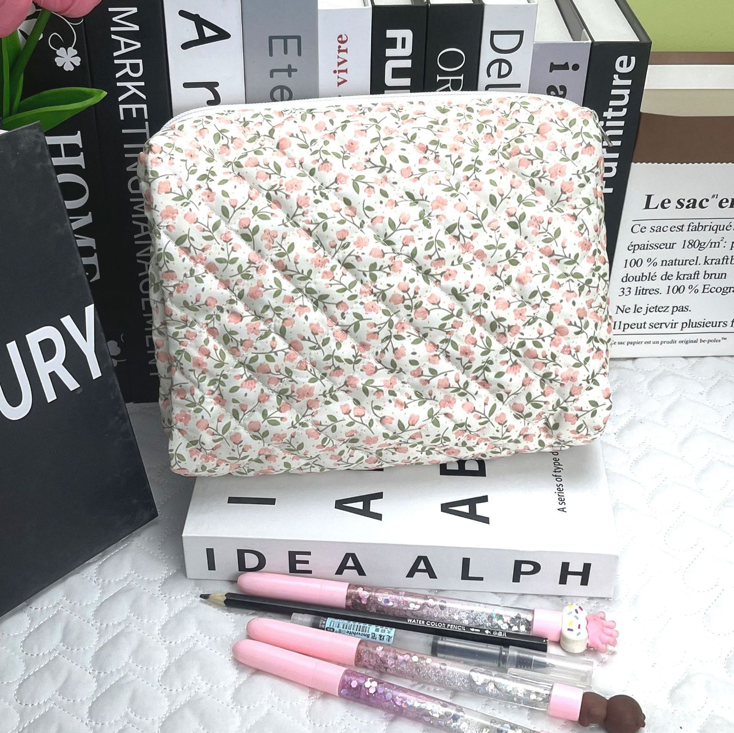 Capacity Korean Style Portable Mummy Floral Cosmetic Bags