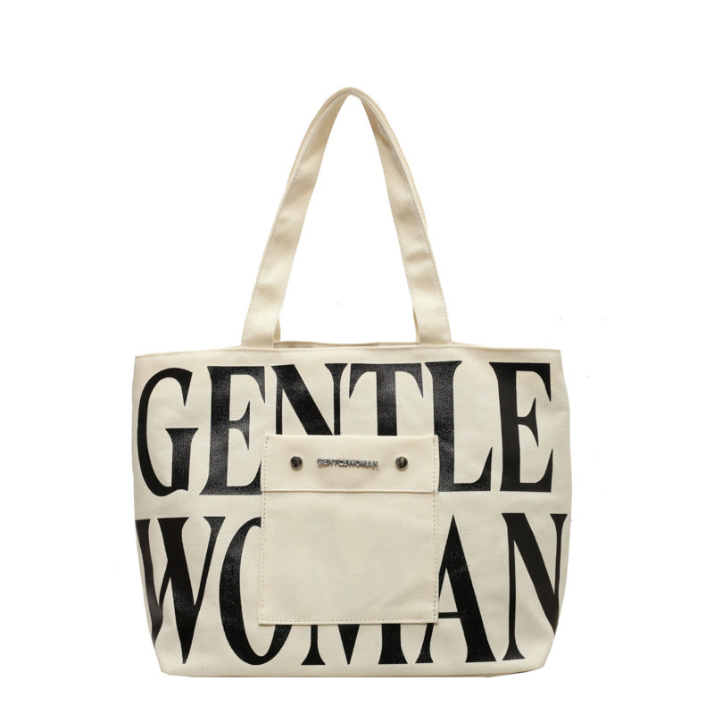 Large Capacity Letter Printing Hand-held Canvas Shoulder Bags