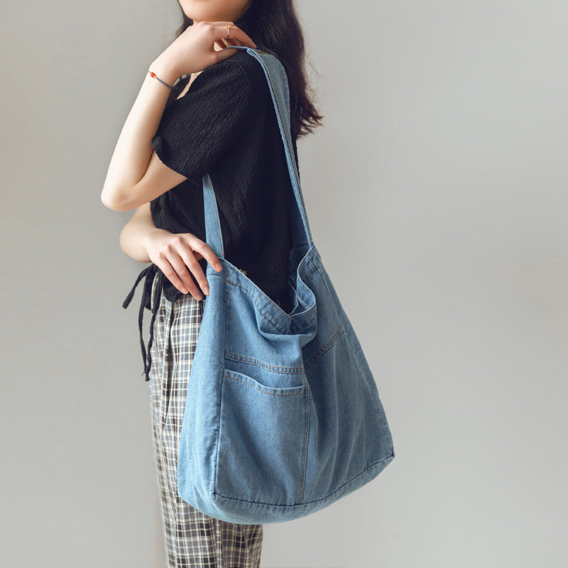Washed Denim Class Female Canvas Korean Crossbody Bags