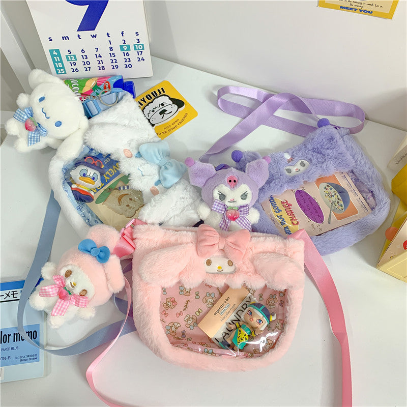 Cute Transparent Cartoon Puppy Rabbit Doll Crossbody Bags