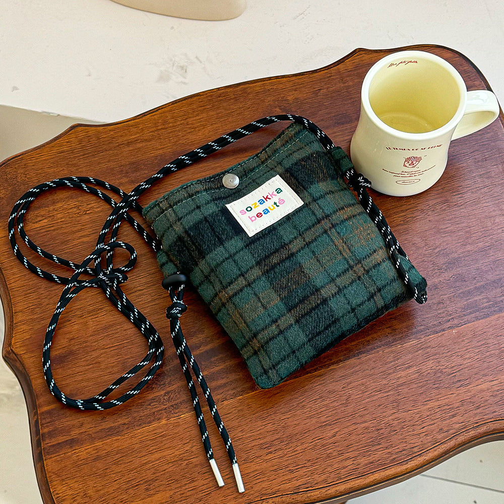 Winter Female Woolen Fashion Plaid When Women's Shoulder Bag